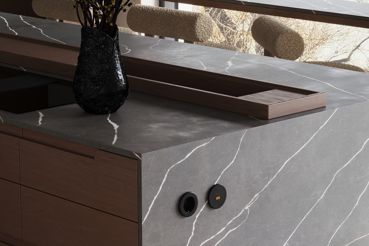 Кварцевый агломерат Grey Marquina Кварцевый агломерат Grey Marquina
